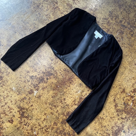 JESSICA McCLINTOCK 80'S Vintage Velvet Crop Jacket - Picture 4 of 6